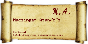 Maczinger Atanáz névjegykártya